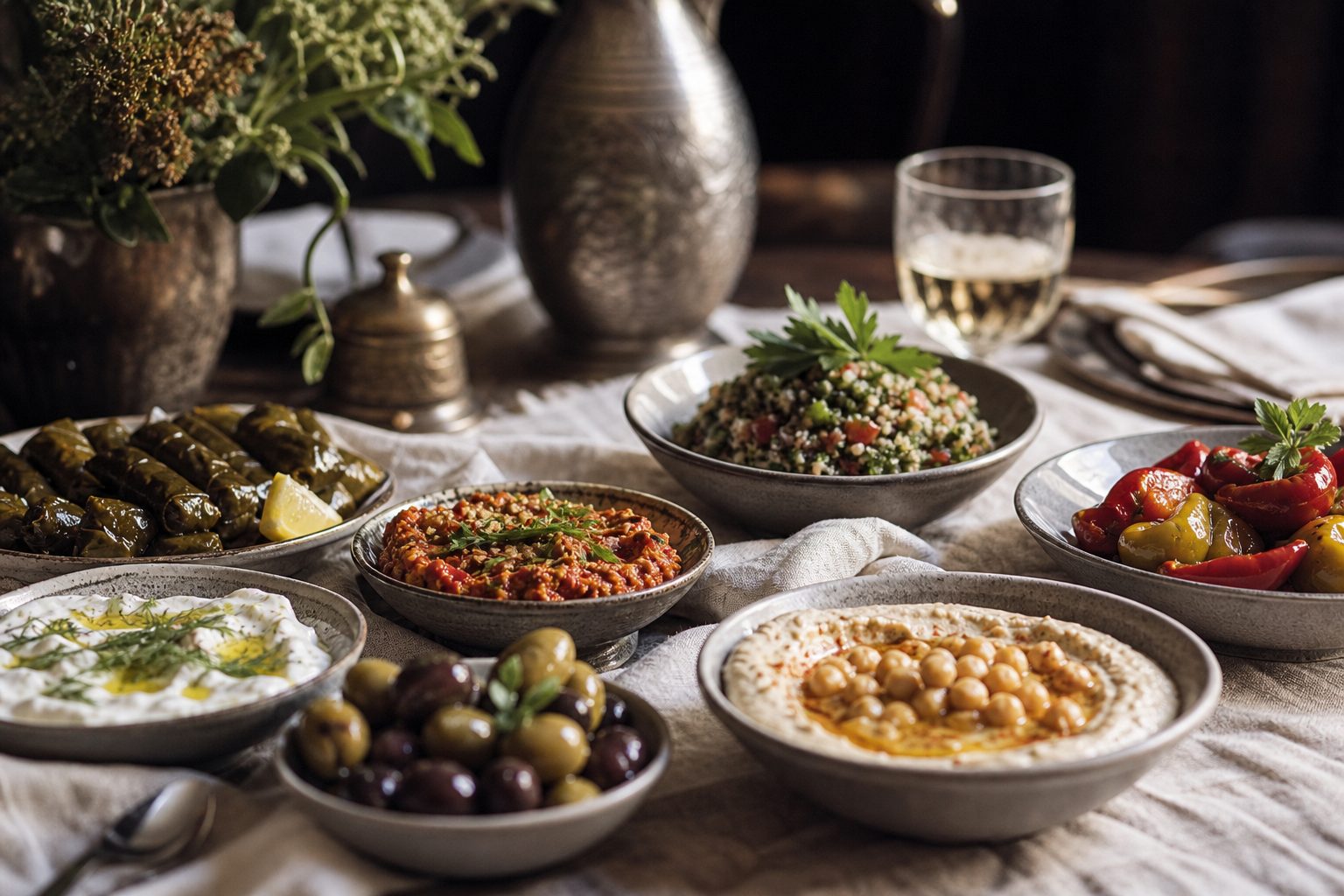 Festlich gedeckte Tafel mit orientalischen Speisen